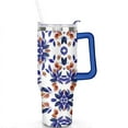 thumbnail image 2 of 40 Oz Blue Leaves Tumbler with Handle and Straw,Double Wall Vacuum Reusable Stainless Steel Water Bottle Leak Proof Insulated Travel Mug Iced Coffee Cup, for Iced or Cold Beverages, 2 of 7