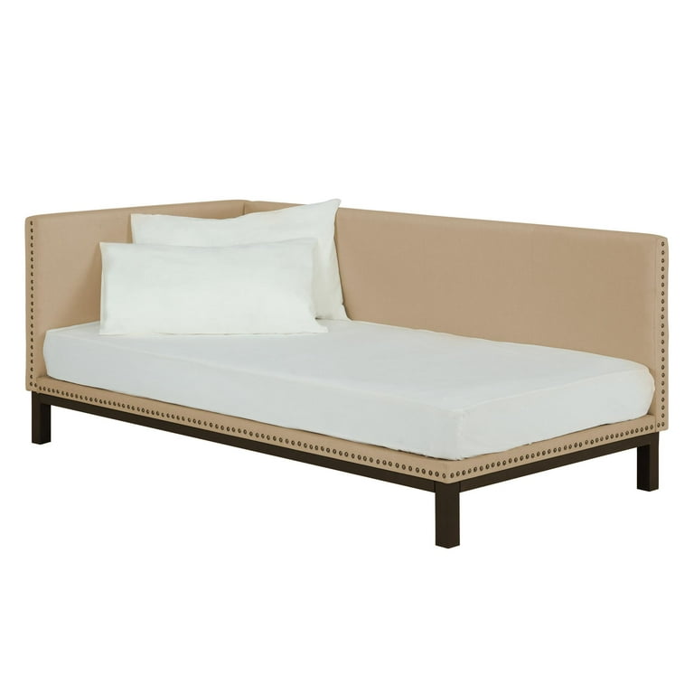 DHP Mid Century Upholstered Modern Daybed Twin Tan Linen
