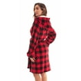 thumbnail image 2 of Just Love Women's Hooded Velour Robe with Lined Hood and Pockets (Red Black Buffalo Plaid, Large), 2 of 4
