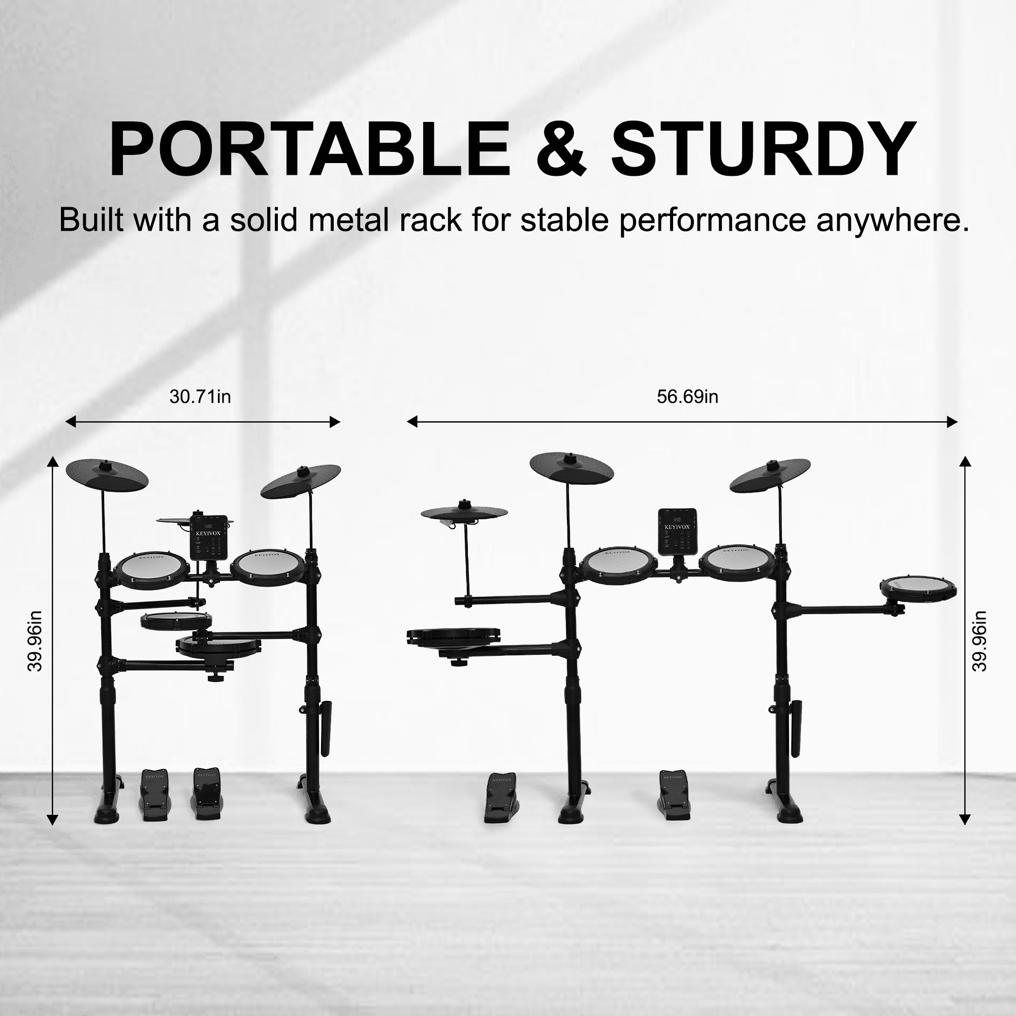Electric Drum Set - Silent Electronic Drum Set Adult, Drum Kit for Beginners with 4 Mesh Drum Pads, 150 Sounds, 30 Songs, 15 Kits, USB MIDI, Headphones, Throne, Sticks, Pedals, MT20C