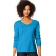 thumbnail image 1 of Hanes Womens Long-Sleeve V-Neck T-Shirt, L, Deep Dive, L, Deep Dive, 1 of 6