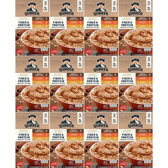 Quaker Instant Oatmeal Fiber and Protein Variety Pack 8 ct 1.58 oz (Pack of 12)