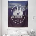 thumbnail image 1 of Hunting Decor Tapestry, Deer Hunt Emblem Design Pines Antler Silhouette Rifles Snowy Mountains, Wall Hanging for Bedroom Living Room Dorm Decor, 60W X 80L Inches, Brown Blue White, by Ambesonne, 1 of 2