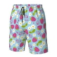 thumbnail image 4 of Adobk Strawberry And Flowers Print Men's Swim Trunks Hawaiian Bathing Suit Swimsuits Beach Shorts with Pockets-Small, 4 of 6