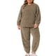 thumbnail image 2 of Conjuntos de pijama de forro polar de talla grande para mujeres Agnes Orinda, pijamas suaves de manga larga, ropa de casa esponjosa, loungewear 3X Café, 2 of 5