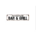 thumbnail image 1 of Letrero de metal rústico para bar y parrilla junto a la piscina, para patio trasero, barbacoa, ahumador, fogata, bar, pub, placa con nombre para puerta o calle, tamaño: 4 x 16 pulgadas, 1 of 4
