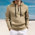 thumbnail image 2 of Timoontee Men's Zip Up Hoodie Shirts Relaxed Long Sleeve Pullover Shirts Lightweight Solid Classic Shirts with Pockets Khaki L, 2 of 9