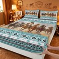 thumbnail image 4 of meiyoeat Cowboy Horse Aztec Border Print Bed Sheets For Boys,Western Farm Pattern Full Size Sheets,4-Piece,1 Flat Sheet,1 Fitted Sheet and 2 Pillowcases, 4 of 6
