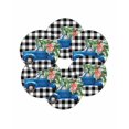 thumbnail image 7 of 15 Inch Round Placemats Set of 6, Christmas Blue Truck Non Slip Heat Insulation PP Table Mats, Xmas Tree Bow Rustic White Black Checkered Washable Place Mats for Kitchen Dining Party Table Decor, 7 of 7