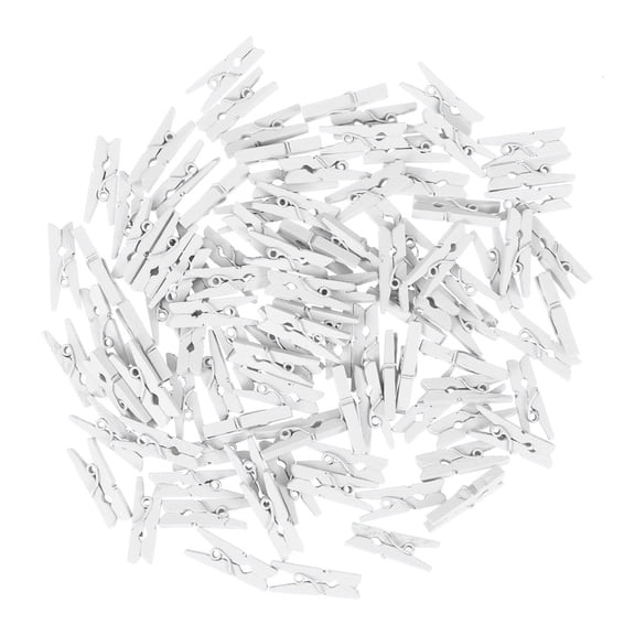 Nestingho 100pcs White Mini 2.5cm x 0.3cm Wooden Utility Clips, Versatile Paper Clips, Clothespins, Photo & Cable Organizer Clips for Hanging Artwork