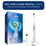 Oral-B Toothbrush, Pro 1000 Rechargeable Electric Toothbrush, White, 1 Count, Adults and Children 3+