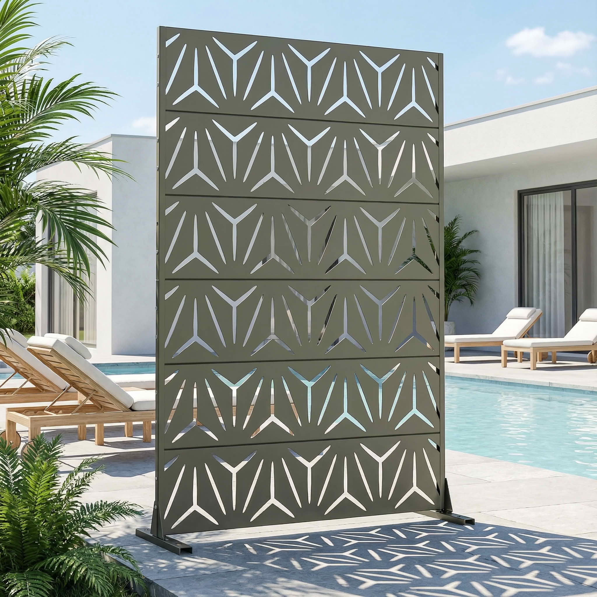 MAYEERTY 72x47 Gray Outdoor Natural Privacy Panel Screen, 6 Piece Set Natural Folding Divider for Backyard and Garden