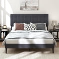 thumbnail image 7 of Demi Bonn Queen Size Upholstered Platform Bed, 3-Level Adjustable Vertical Channel Headboard, Linen Fabric, Noise-Free Foam & Non-Slip Pads, Gray, 7 of 7