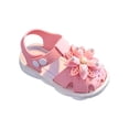 thumbnail image 2 of BLTIBY Baby Girls Sandals Summer Shoes Rubber Sole Infant Toddler Flower First Walkers Non-slip Outdoor Breathable Shoes Pink 3-6 Months, 2 of 9