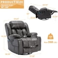 thumbnail image 2 of 360° Swivel Glider Rocking Recliner Chair, Overstuffed Manual Massage Recliner with Vibration and Heat, Modern Single Sofa Home Theater Seating for Living Room, USB Ports/Cup Holders (Grey), 2 of 7