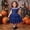 Navy, variant on Little Girl Easter Dresses Short Sleeved Small Floral Princess Style Dance Dresses for Girls Teens Elastic Waist for Holiday Party (Navy,4-5 Years)