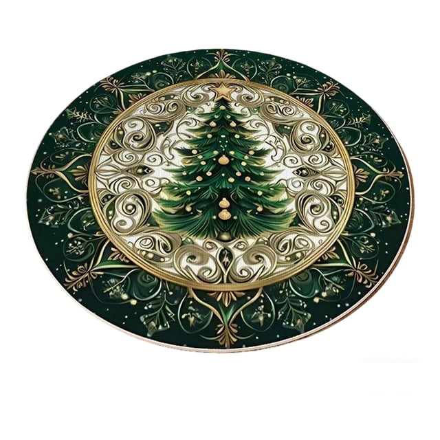 EGNMCR Christmas Round Rug Living Room Festive Floor Mat Crystal Velvet Decorative Living Room Rug A chopper
