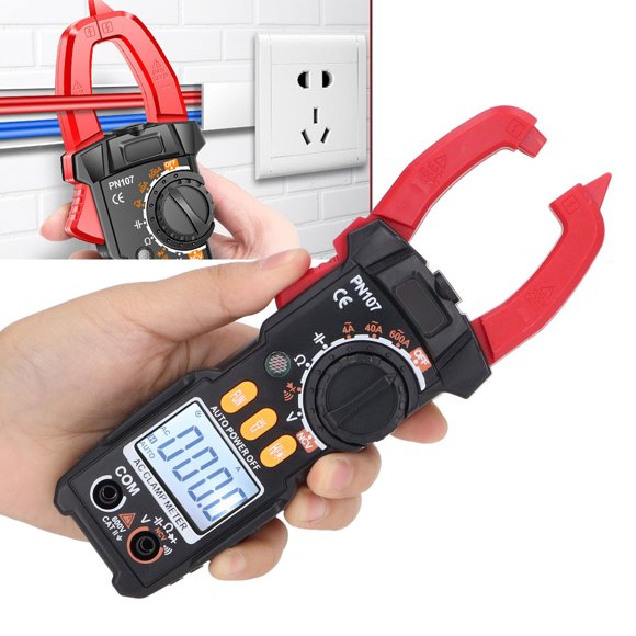 Clamp Multimeter, 600A AC Current NCV Non Contact Measurement Amp Voltage Tester High Accuracy Red LED Indicator Wide Application for Home