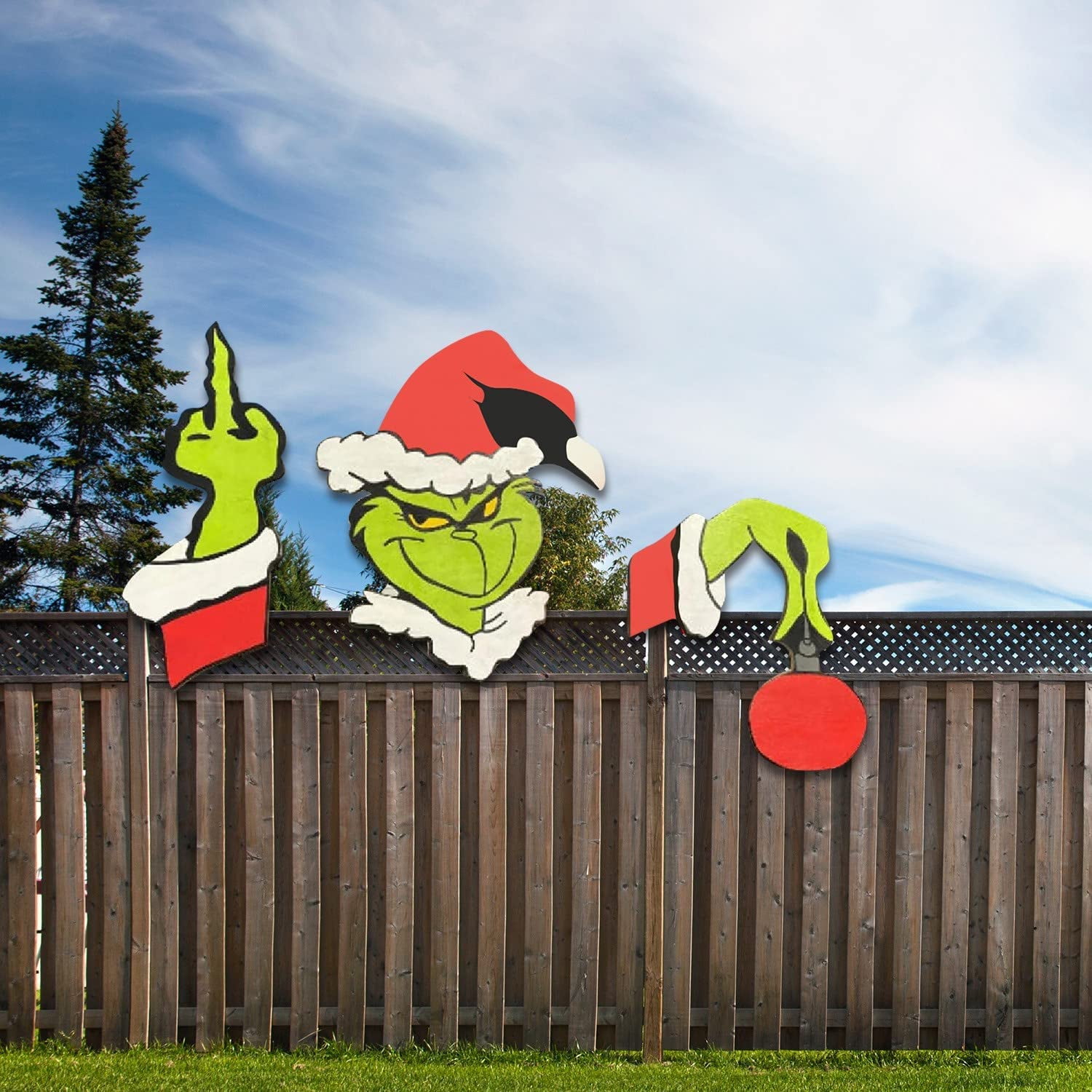 Outdoor Christmas Grinch Decorative Fence Sign Home Decor, Size: Style 6