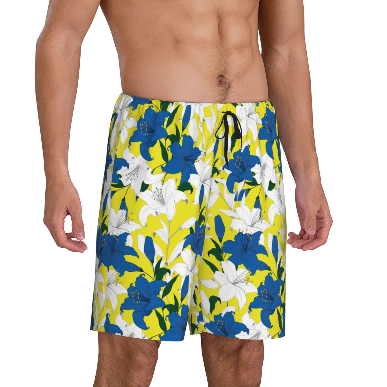 Kdxio Lilies Flowers Print Mens Sleep Shorts Bottoms Soft Comfy Pajama ...