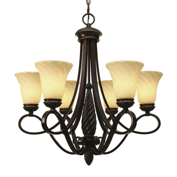 Torbellino 6 Light Chandelier in Cordoban Bronze with Remolino Glass