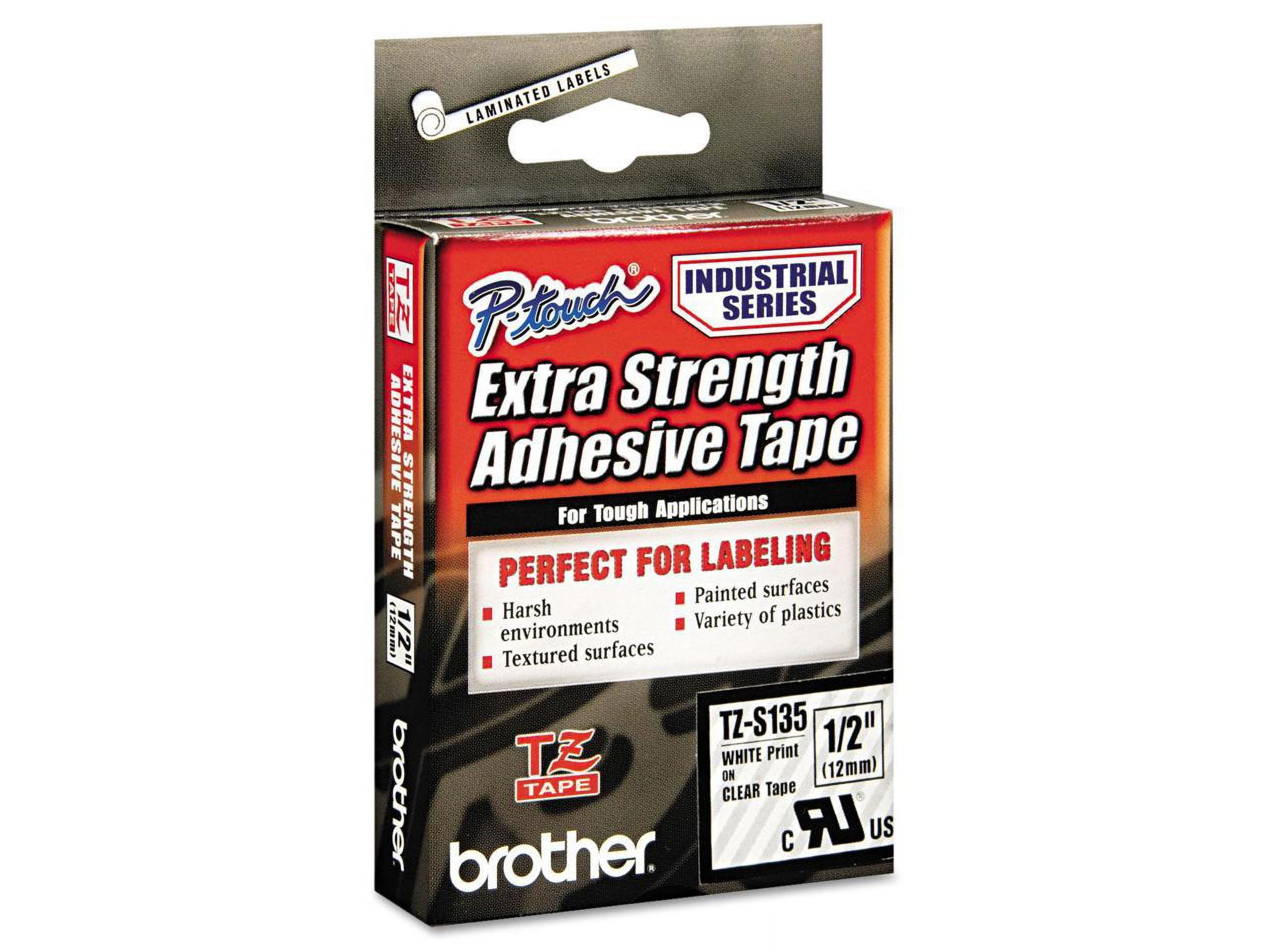 Brother Genuine P-touch TZE-S135 Tape, 1/4" (0.23") Wide Extra-Strength Adhesive Laminated Label Maker Tape, Black on White, 0.23 in. x 26.2 ft. (6mm x 8M), TZE-S211