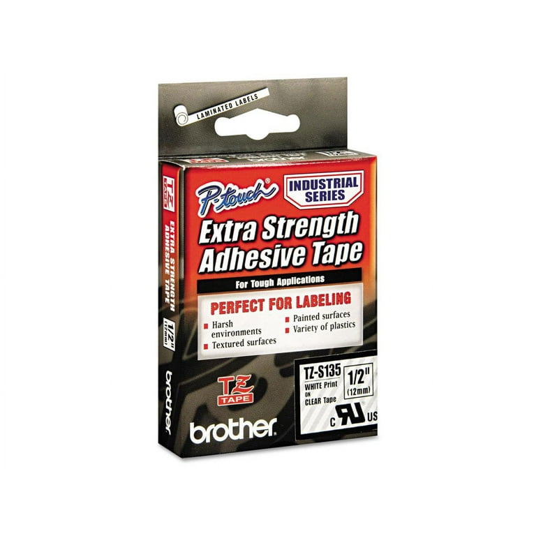 Brother TZe Extra-Strength Laminated Labeling Tape - 3/8" Black On Clear