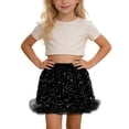 thumbnail image 2 of ZHOGXU Big Kids Girls Skirt Elastic Waist Solid Color Sequins Comfortable Stylish Skirts For Party And Daily Wear Black 3-4 Years, 2 of 5