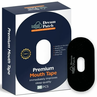 Dream Patch Black Tape For Sleeping - 30 Pcs - Sleep Mouth Strips - Corrects Snoring and Promotes Nasal Breathing