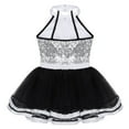 thumbnail image 4 of Kaerm Kids Girls Modern Dance Leotard Dress Halter-Neck Sleeveless Sequins Mesh Tutu Dress White 14, 4 of 7
