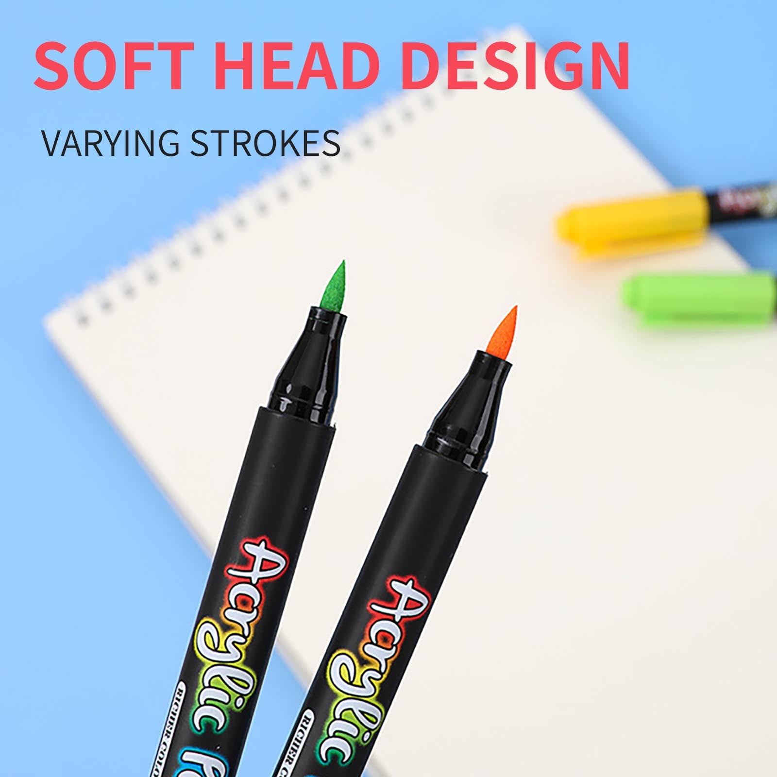 Acrylic Brush Markers,Fabric Paint Markers,36Color Acrylic Paint Pens,Acrylic Paint Markers for Canvas Wood Rocks & Fabric Painting,7100 Soft Head Acrylic Water-based Paint Marker(36pcs/Set)