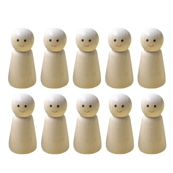 HONITANO 10Pcs Wooden Peg Dolls Beige Human Figure for Diy Painting Decorating Kids Birthday Parties