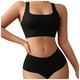 thumbnail image 1 of Conjunto de sujetador deportivo para mujer: estilo camiseta sin aros, relleno extraíble, fruncido en la parte superior, tallas S-XL., 1 of 6