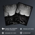 thumbnail image 3 of Time Lapse Night Sky Star Trails Across The Night Sky Black White Desert Cactus Artwork Framed Wall Art Print A4, 3 of 5