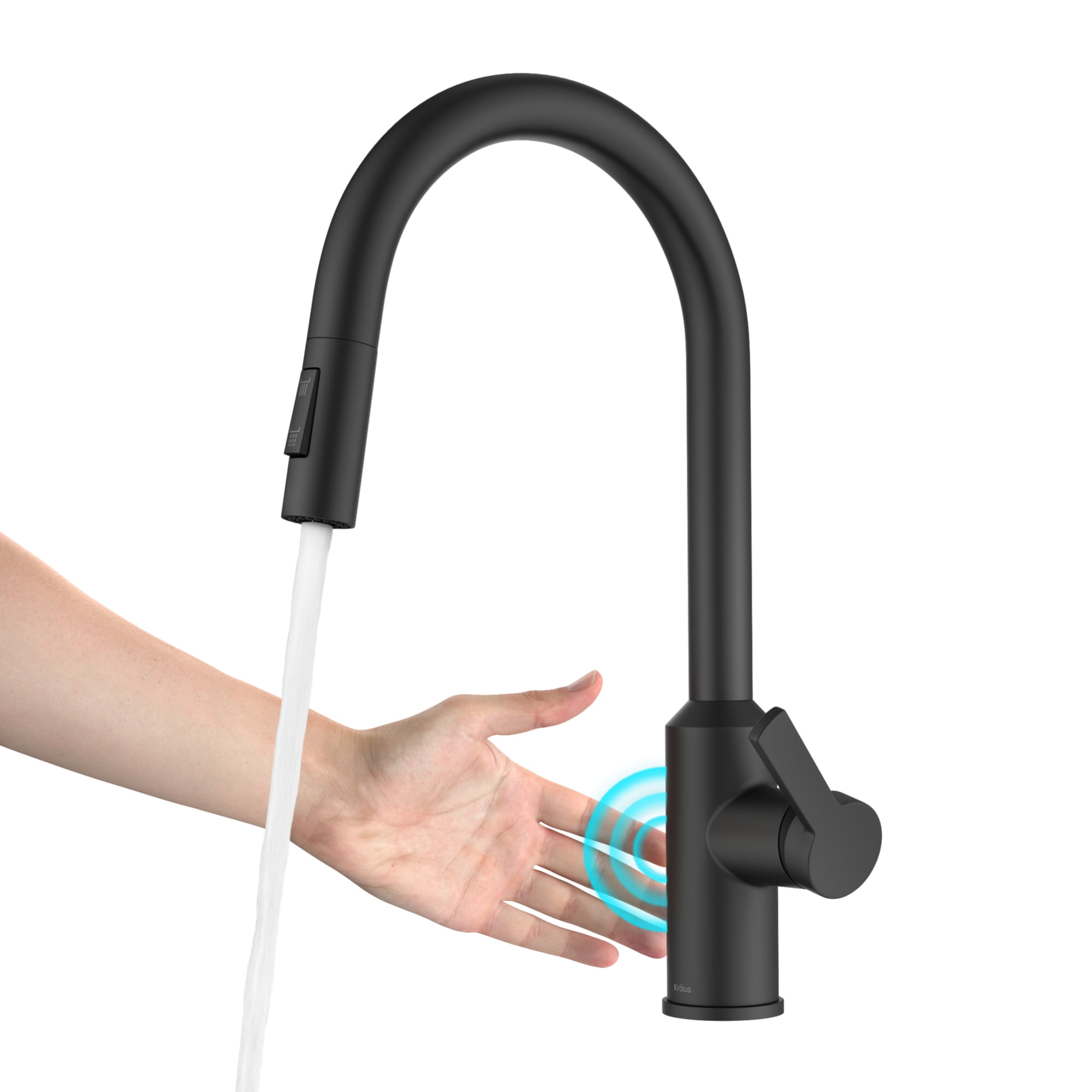 KRAUS Oletto Touchless Sensor Pull-Down Single Handle Kitchen Faucet in Matte Black