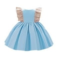 thumbnail image 1 of FAOWME Robe Princesse à Manches Volantes pour Filles Tout-Petits Couleur Unie Robe de Danse de Fête Col Rond Robe d'Été Bleu Ciel 2-3 Ans, 1 of 7