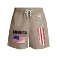 thumbnail image 5 of Mens Casual Shorts Independence Day Print Short Pant with Drawstring Patriotic Beachwear Holiday Beach Shorts Khaki L, 5 of 5