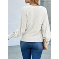 thumbnail image 6 of Eytino Sweaters for Women Casual Crewneck Long Sleeve Sweaters Lightweight Checkered Knit Pullover Tops Fall Sweater White Size XL, 6 of 8