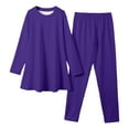 thumbnail image 2 of Tween Little Girls Clothes Dark Purple Dress for Girls Long Sleeve Homewear Pajamas Pants Set Girls Lounge Sets 11-12 Years Winter Clothes for Girls, 2 of 4