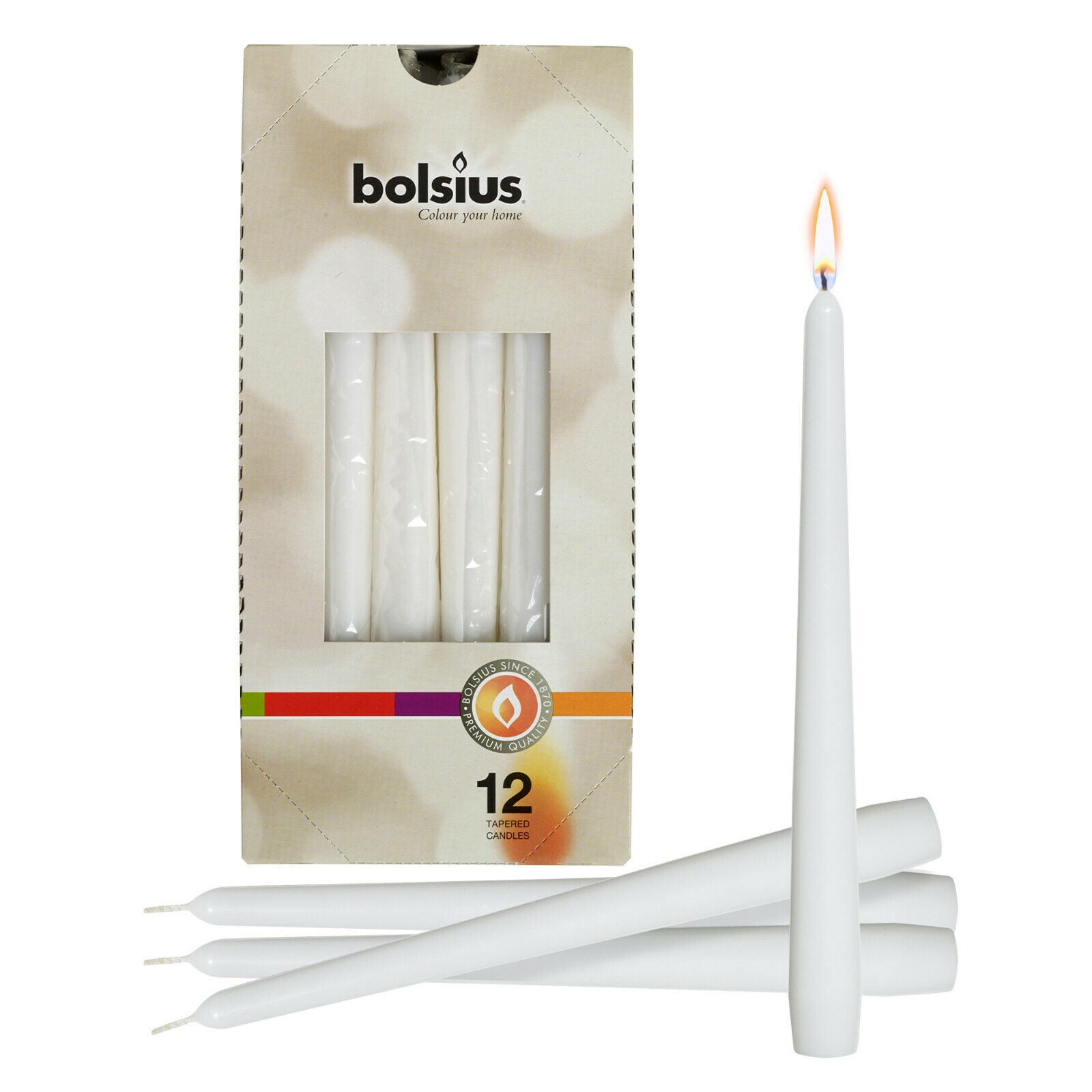 Wedding BOLSIUS Long Household Silver Taper Candles 10-inch Unscented Premium Quality Wax Parties and Special Occasions 7.5 Hour Long Burning Dripless Candles Bulk Pack of 12 for Home Decor