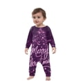 thumbnail image 5 of Yuaguia Family Matching Christmas Pajamas, Merry Christmas Letter Purple Sparkle Print Long Sleeve Top and Matching Lounge Pants Sleepwear Set, Baby 3 Months, 5 of 5