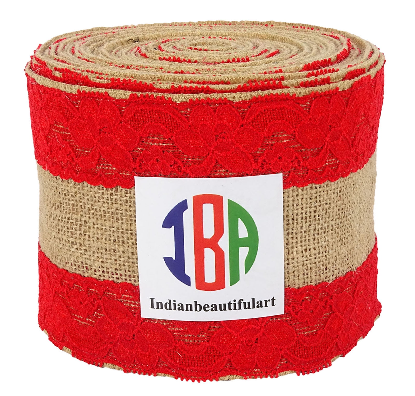 IBA Indianbeautifulart 10 Yd Natural Burlap Lace Wired Jute Trim Craft Ribbons For Wedding Home Decoration Gift Wrap-4 Inches