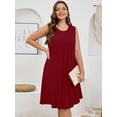 thumbnail image 2 of SHOWMALL Women's Plus Tank Dress Sleeveless Crew Neck Beach Vacation Sundress 2X Wine Red, 2 of 8