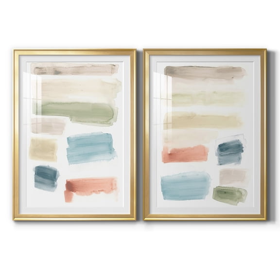 Wexford Home Watercolor Swatches I Premium Framed Print, 30.5" x 42.5" - Ready to Hang, Gold (Set of 2)
