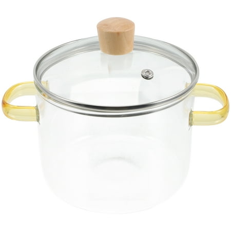 

Clear Glass Stockpot with Lid and Double Ear Noodle Cooking Pot Ramen Pot Glass Cookware