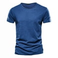 thumbnail image 1 of Prolriy Chemises pour Hommes, T-Shirt à Manches Courtes en Coton pour Hommes, Haut Confortable, Chemises pour Hommes Bleu Foncé m, 1 of 2
