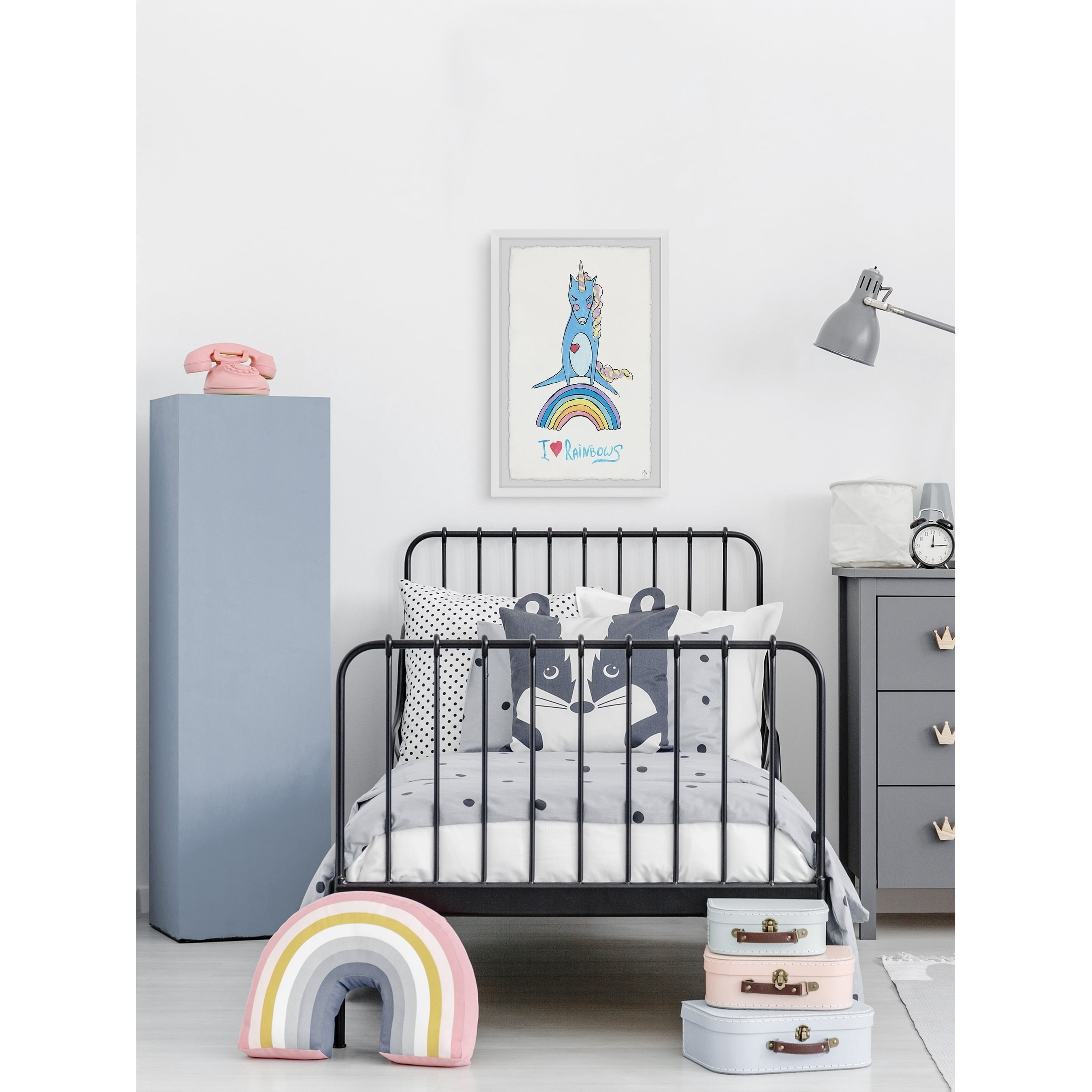Marmont Hill Playful Rainbow Unicorn Framed Wall Art