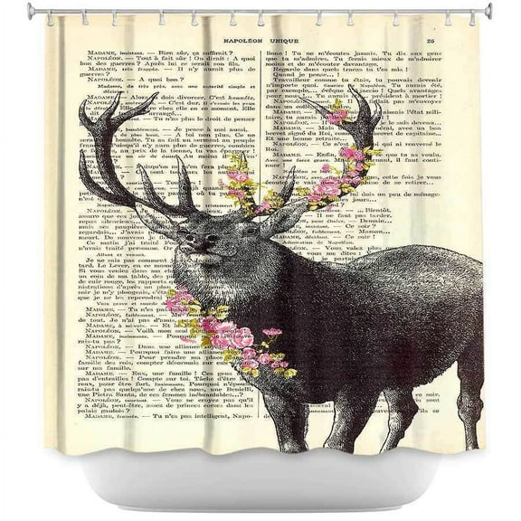 Shower Curtains - DiaNoche Designs by Madame Memento - Deer Blossom