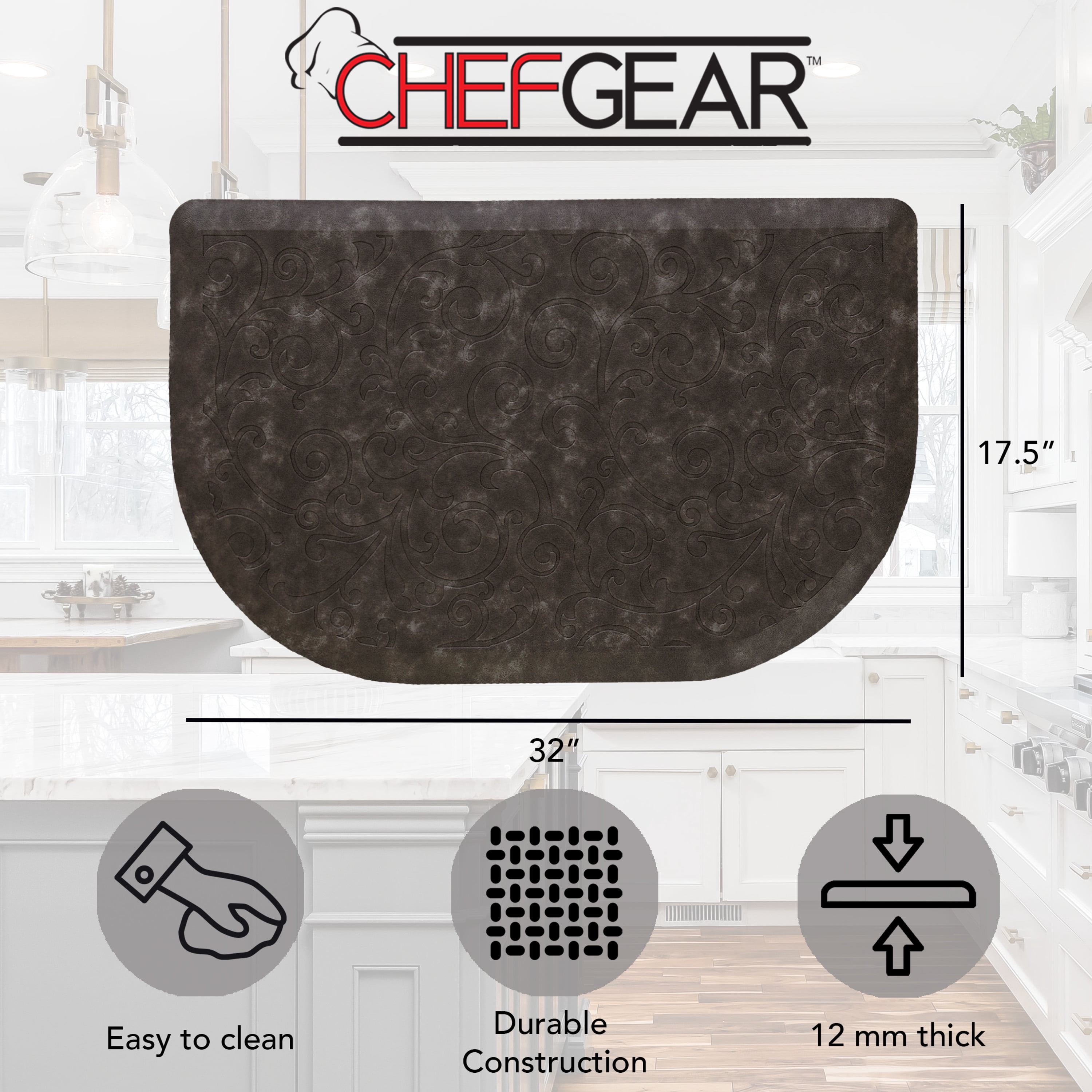 Chef Gear Clarance Wellness Kitchen Mat, Dark Gray, 17.5x32