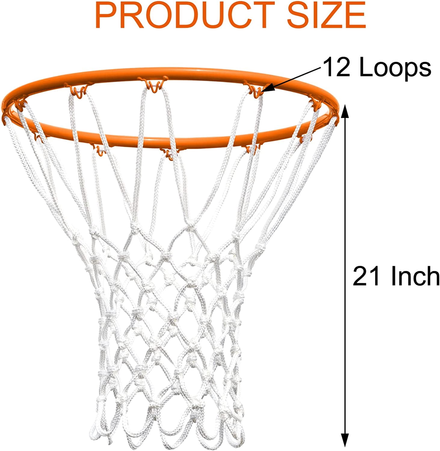Heavy Duty All Weather Basketball Net Replacement for Standard 12 Loop Rims Indoor or Outdoor